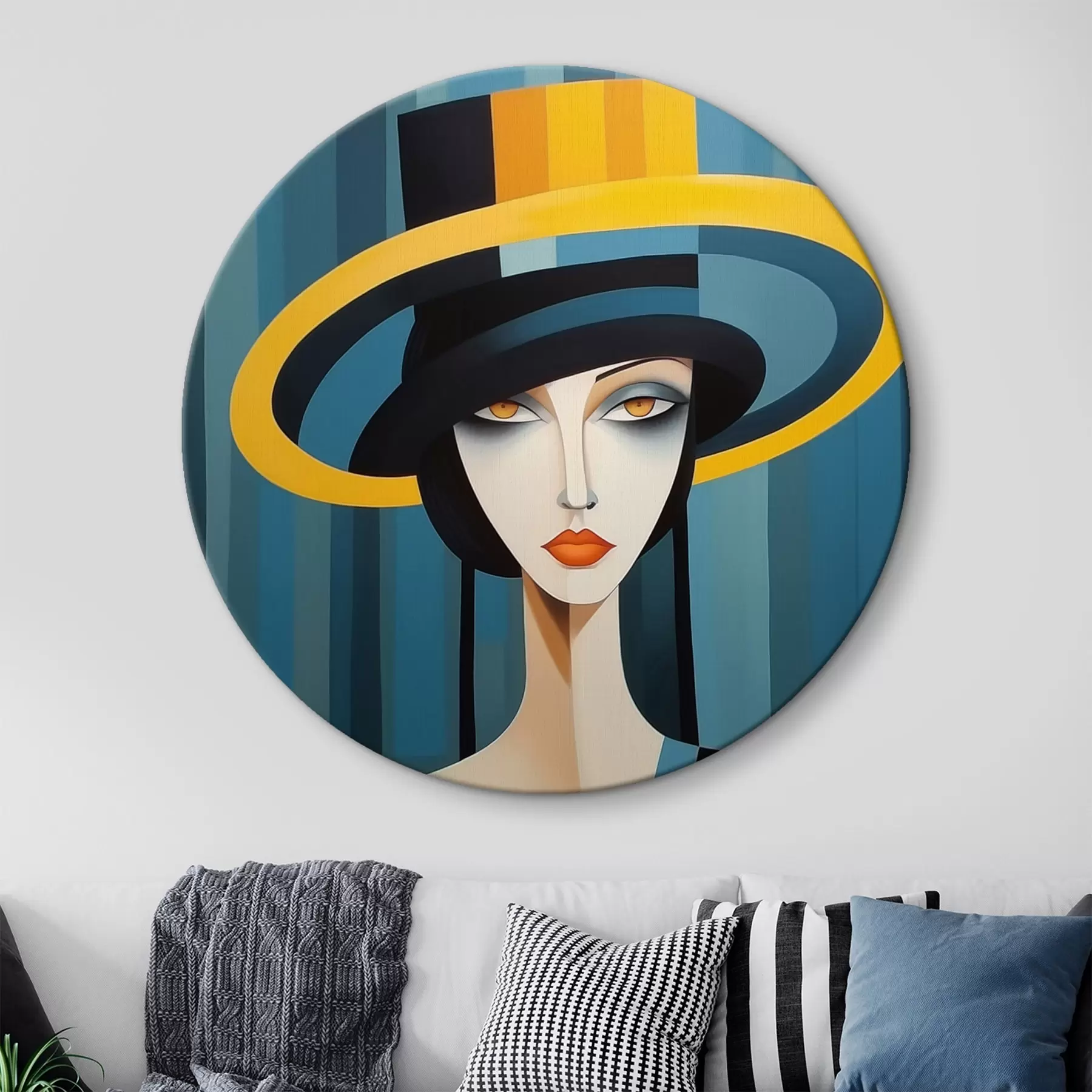 Schilderijen Abstract portret van vrouw met hoed r44990