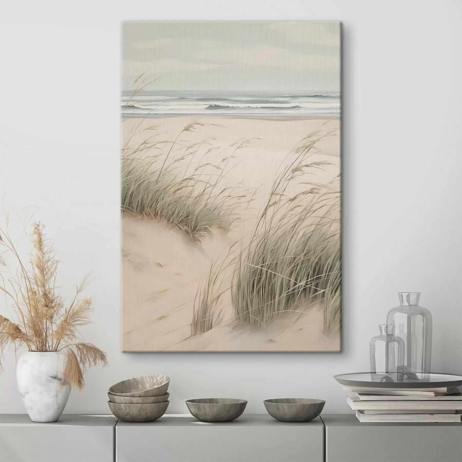  Schilderijen Gras in het zand bij de zee s45019
