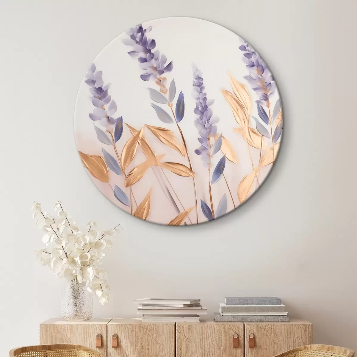 Ronde schilderijen Takjes lavendel r45011