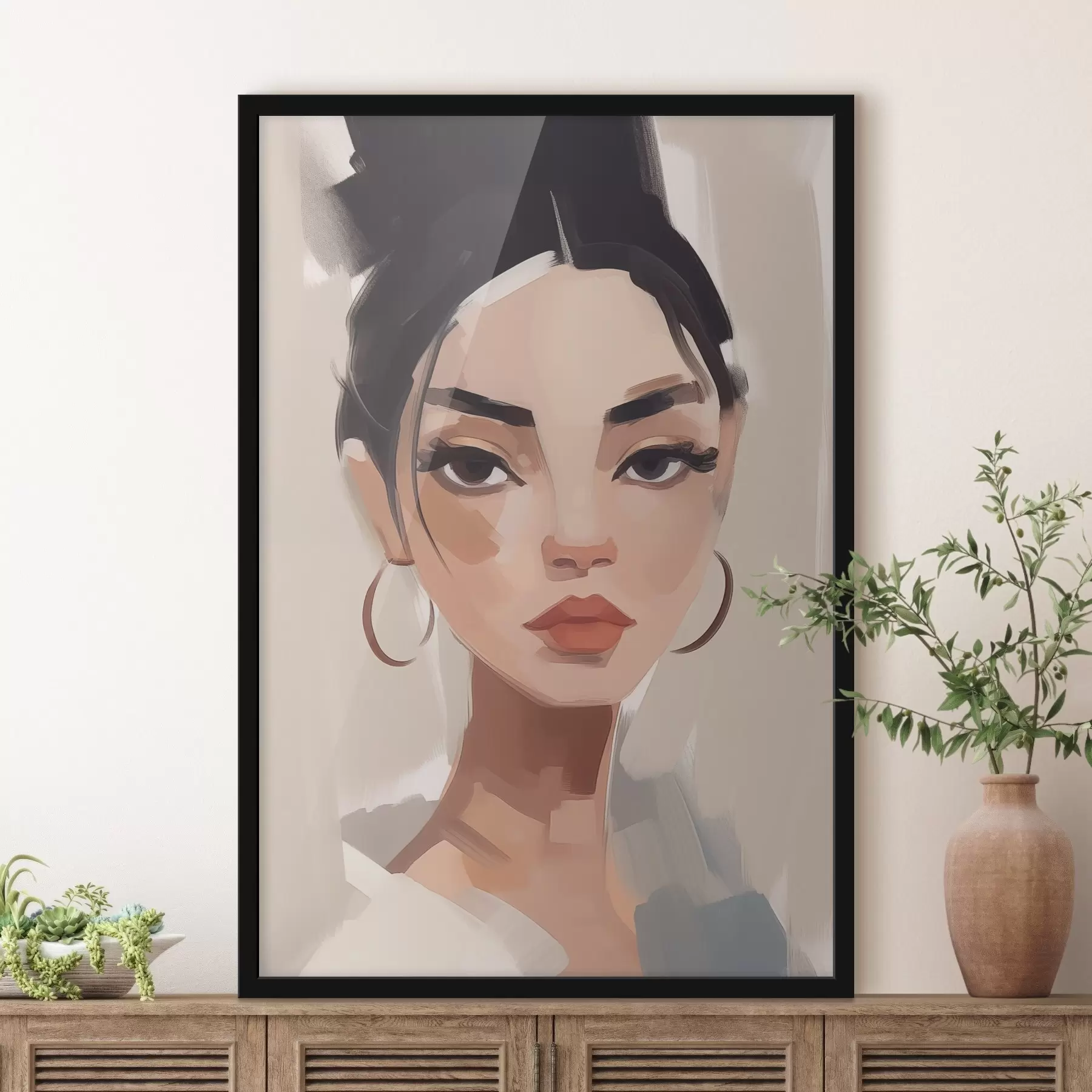 Fotobehang Meisje met zwart haar f45013