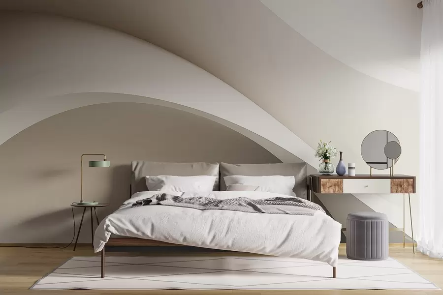 Fotobehang abstractie, golven, zachte rondingen, beige, glad, lijnen, modern w04217v1