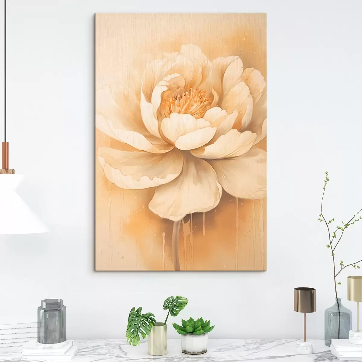  Schilderijen Grote beige bloem s45081