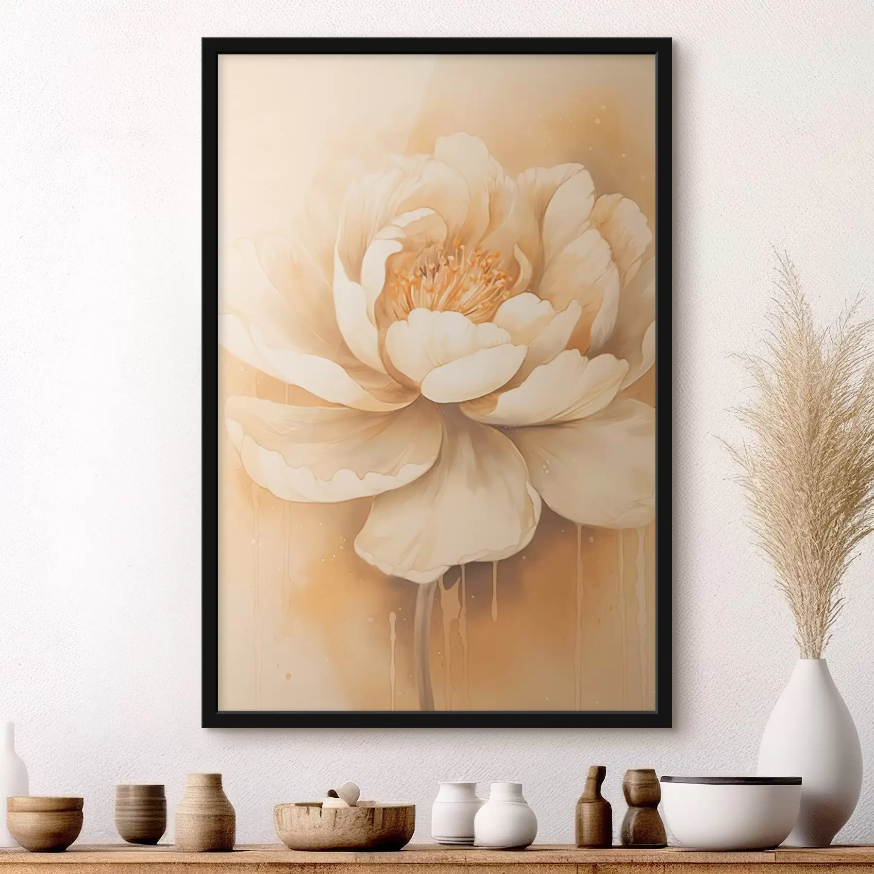 Fotobehang Grote beige bloem f45081