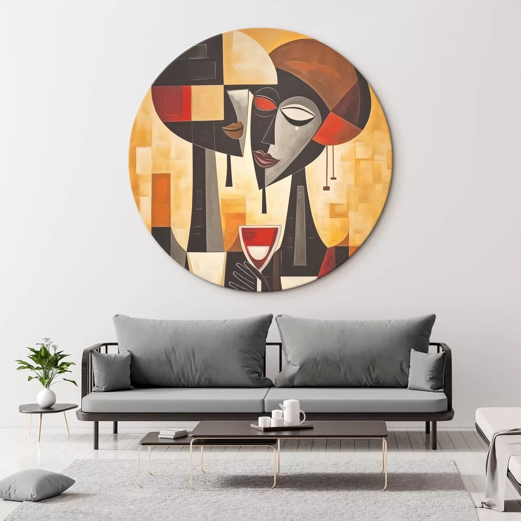  Schilderijen Twee met kubistisch glas r45085