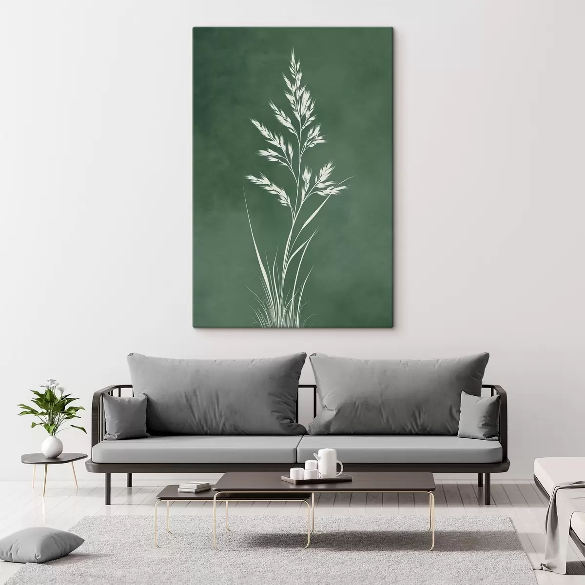  Schilderijen veldgras, natuur, botanische kunst, elegant, vlakke stijl, gedempte tinten, gebladerte s45093