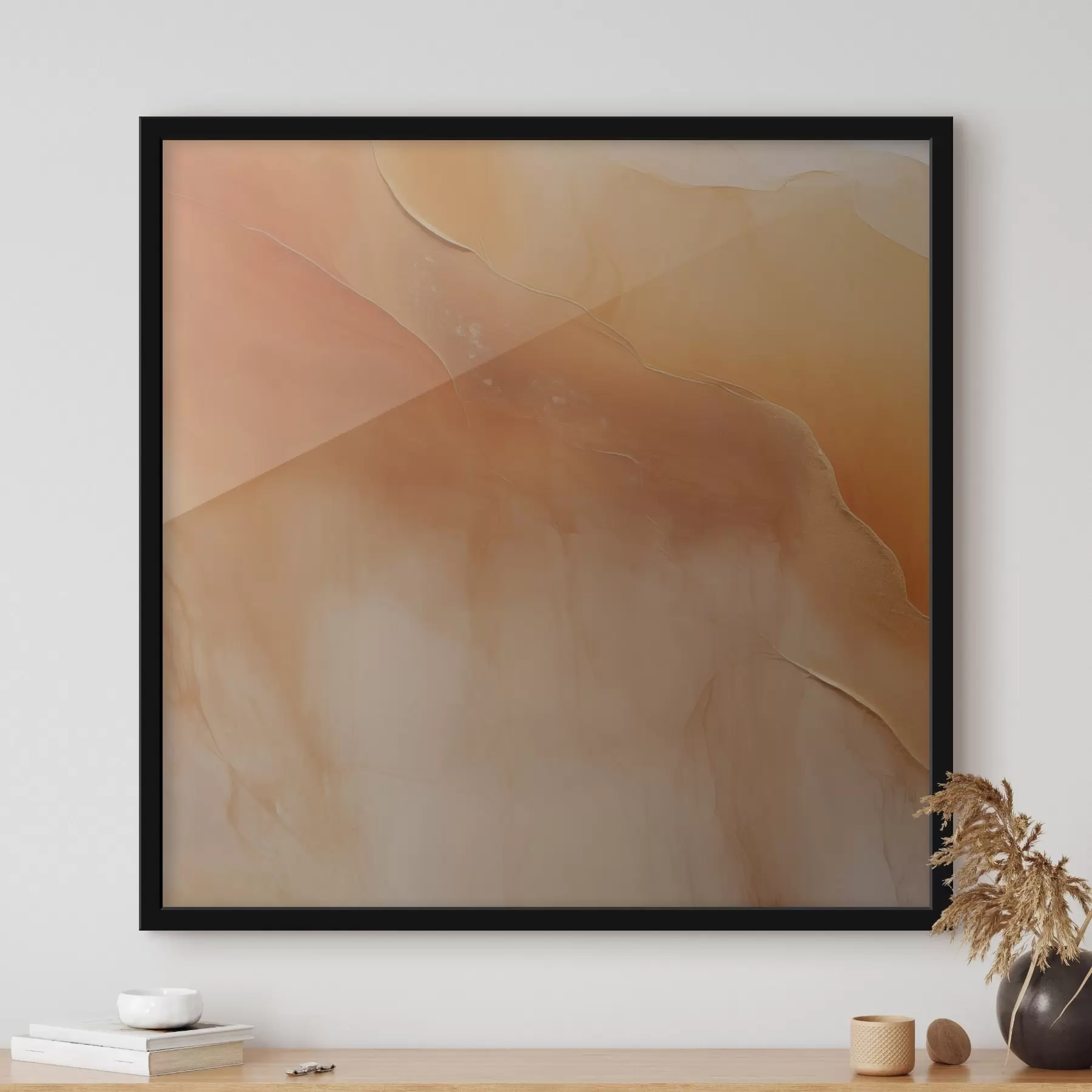 Fotobehang aardetinten, zachte lagen, minimaal, aquarelstijl, abstracte beweging, rustig f45107