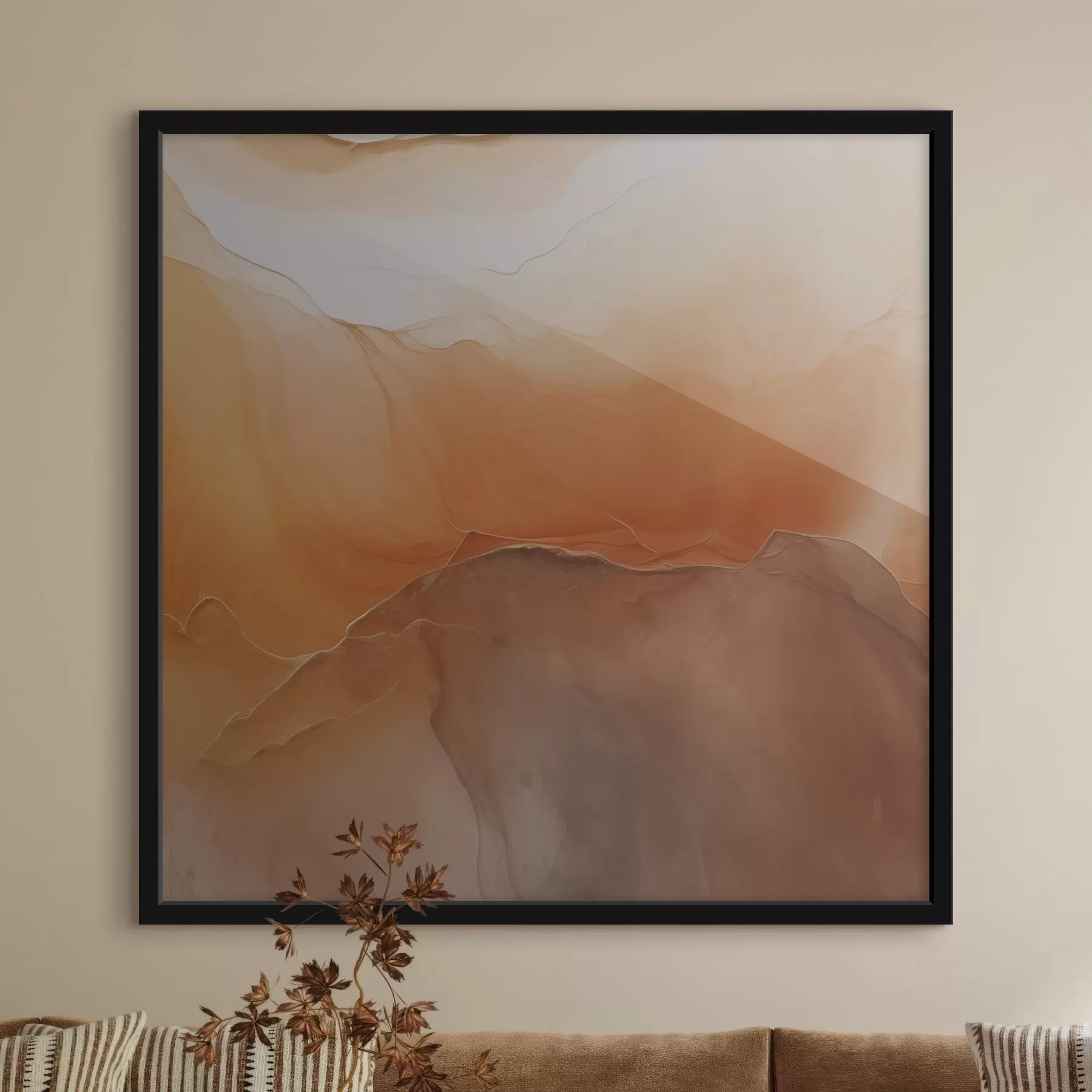 Fotobehang neutraal abstract, zandkleuren, zachte rondingen, visuele textuur, vloeiend effect f45108