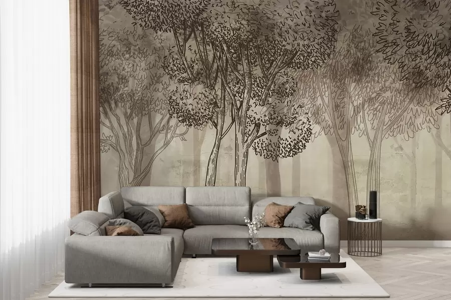 Fotobehang Weelderige lommerrijke bomen w04251