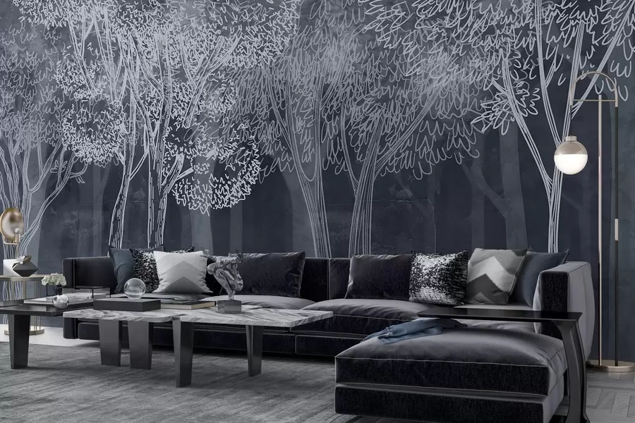 Fotobehang Weelderige lommerrijke bomen w04251v2