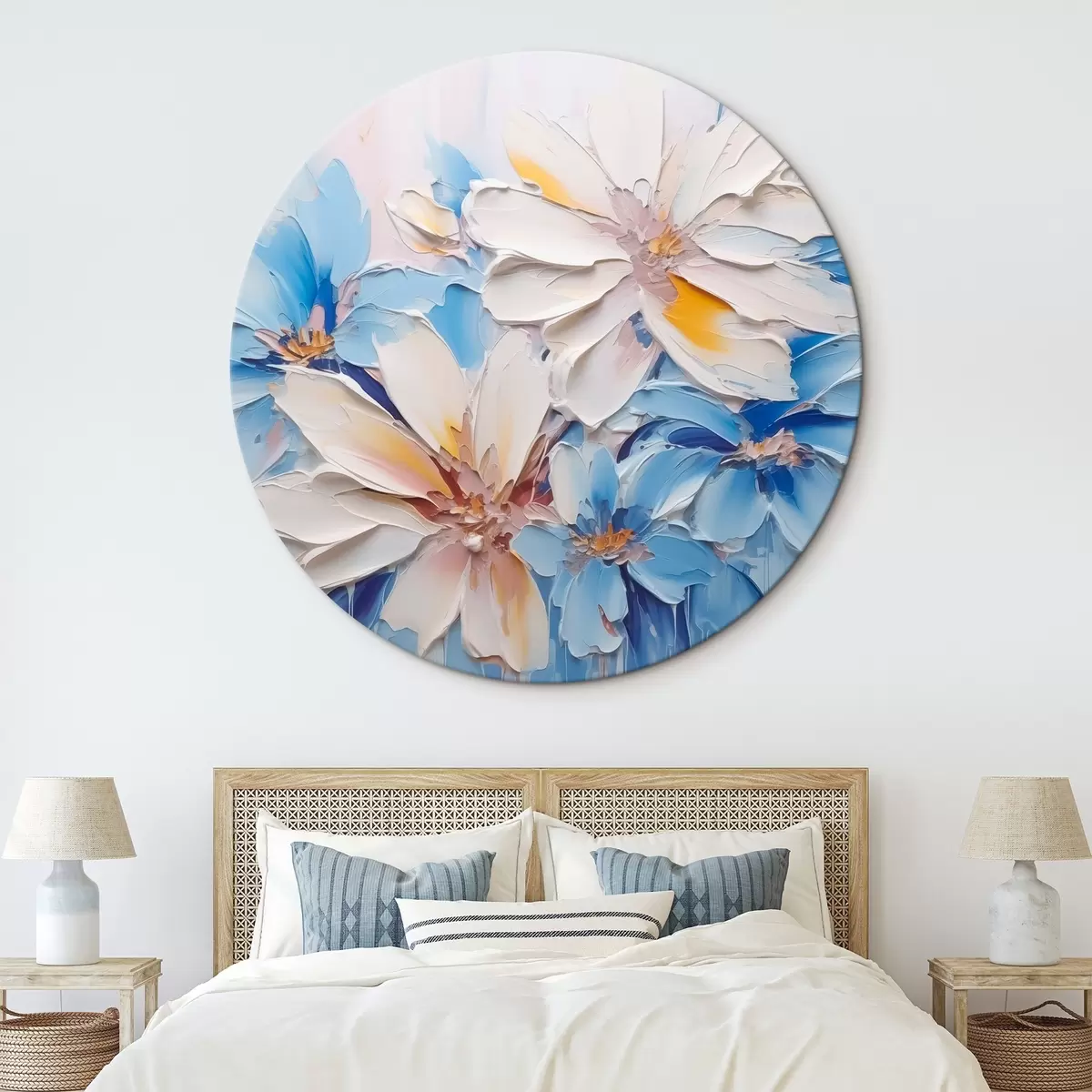 Ronde schilderijen Bloemen abstracte imitatie penseelstreken r45115