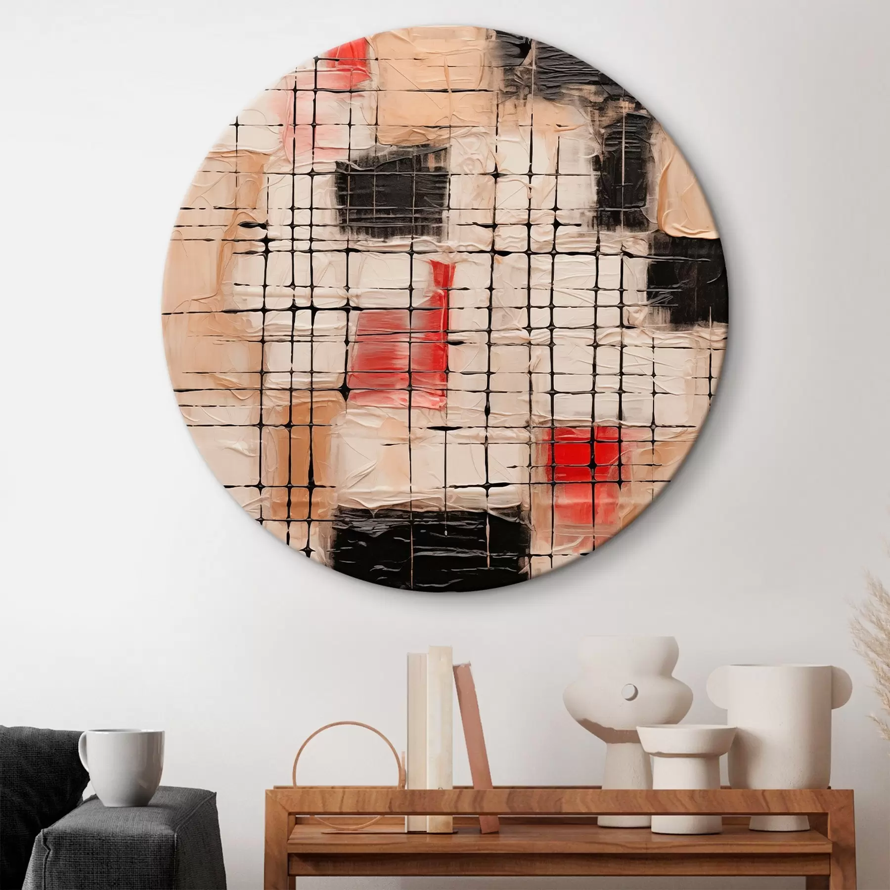  Schilderijen Abstractie met lijnen en imitatie van penseelstreken r45122