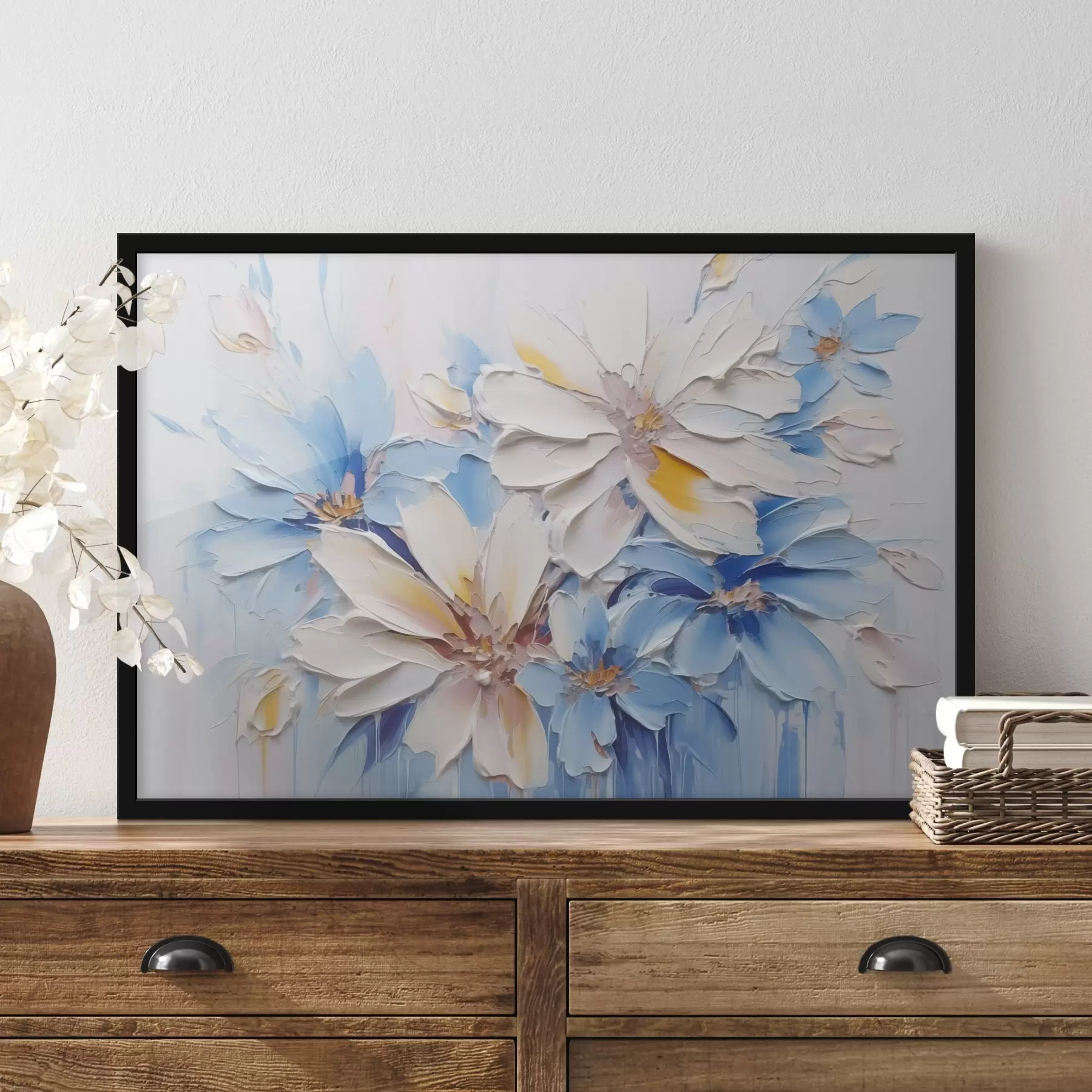 Fotobehang Bloemen abstracte imitatie penseelstreken f45115