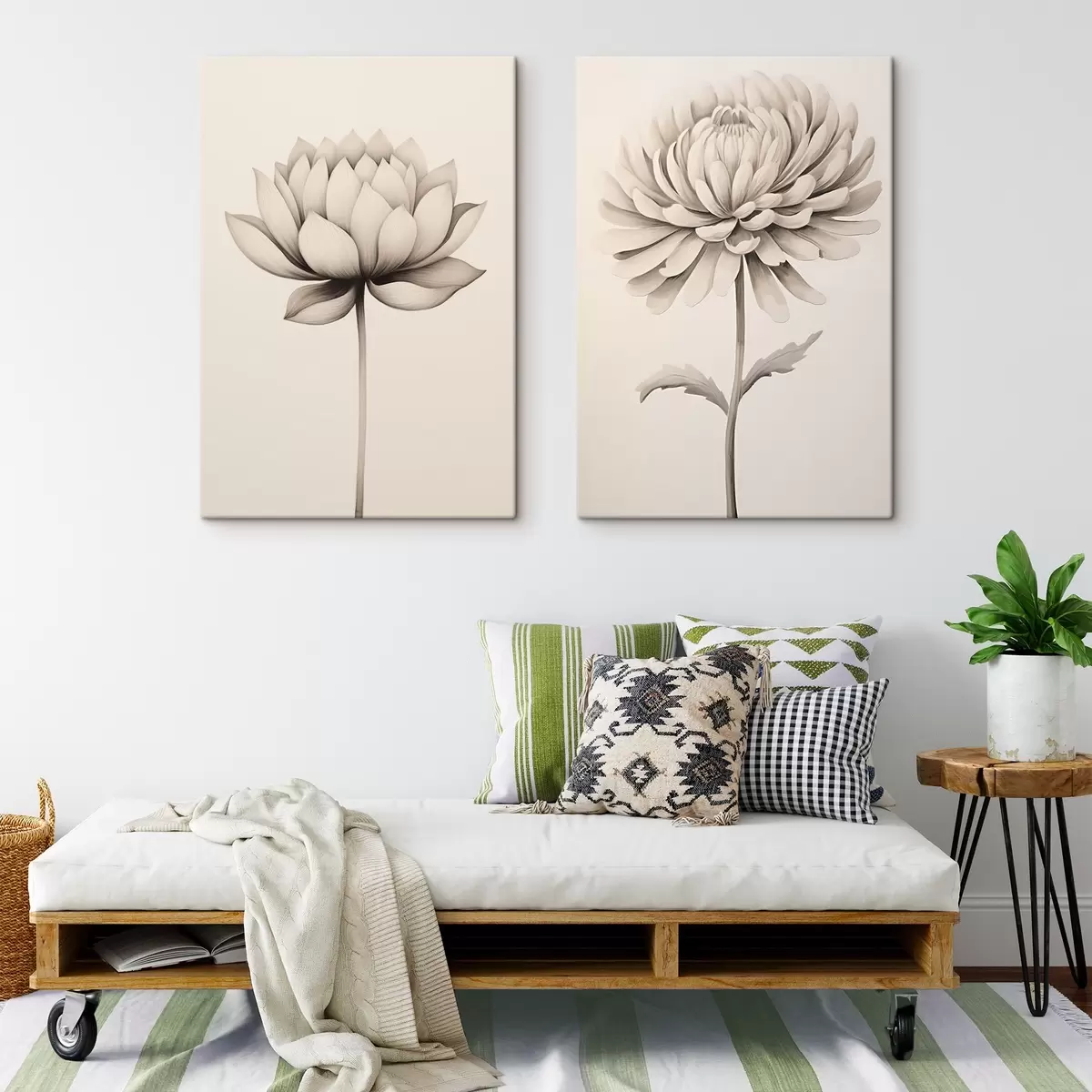  Schilderijen Lotus en chrysant m00475