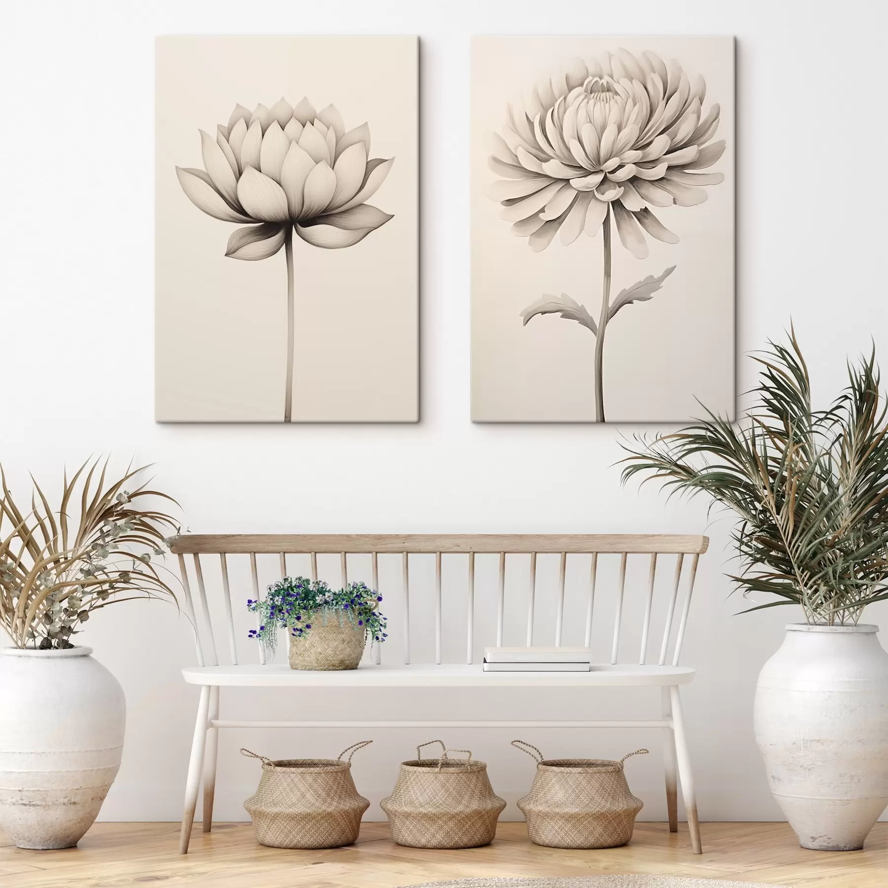  Schilderijen Lotus en chrysant m00475