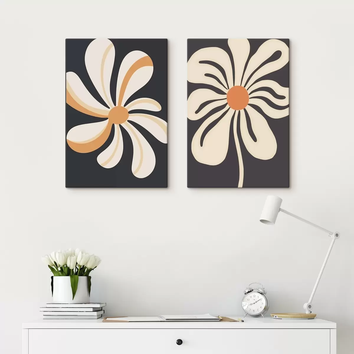  Schilderijen Grafische bloemen m00512