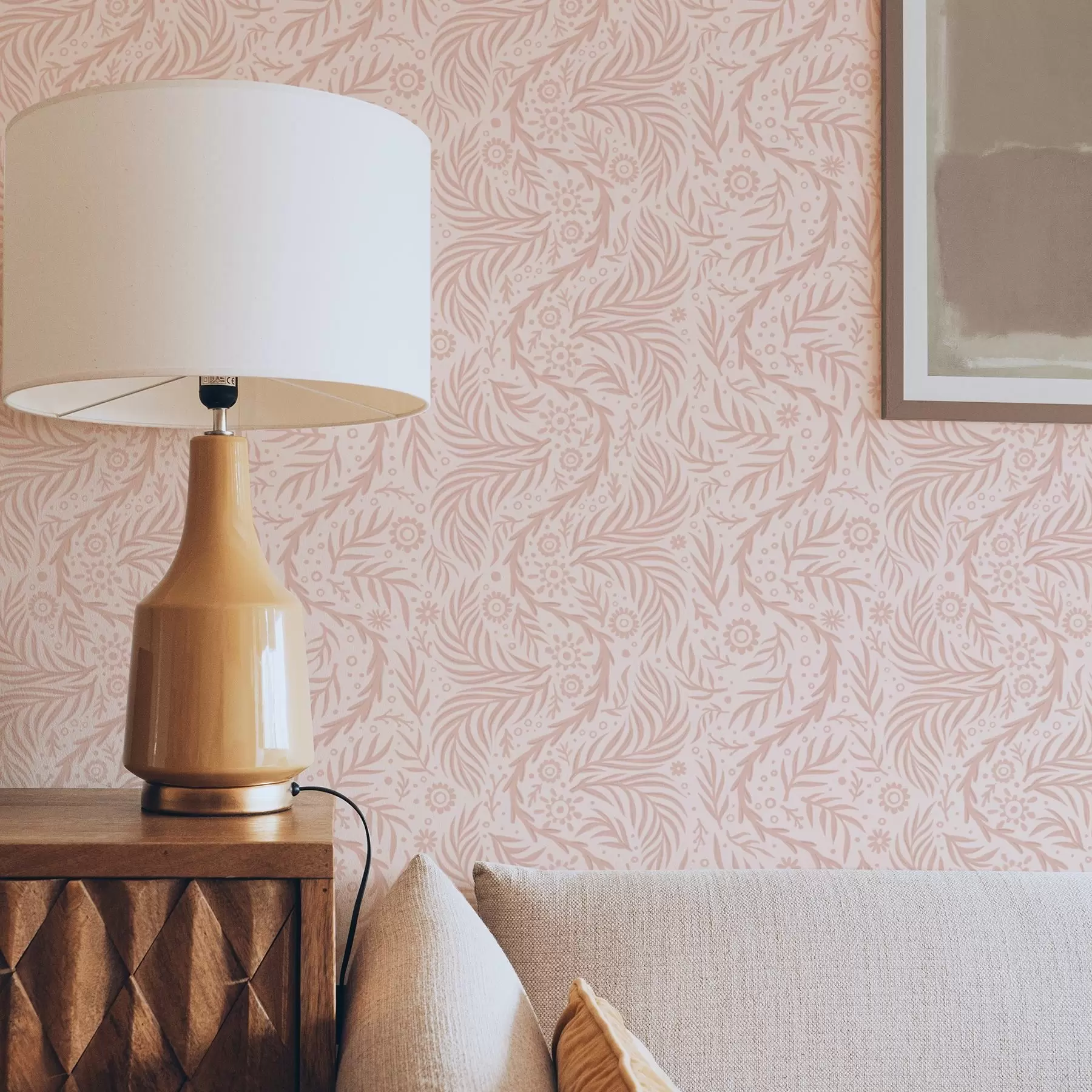 Fotobehang Lichtroze bloemenelementen op een roze achtergrond a00290