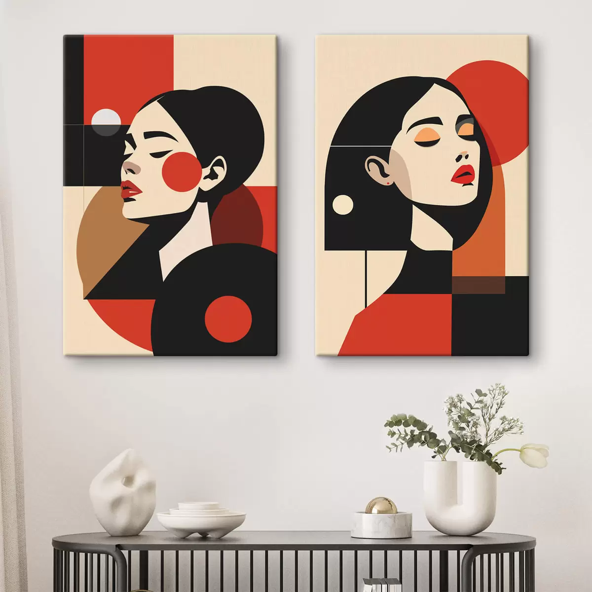  Schilderijen Portretten van vrouwen in de Bauhaus-stijl m00516