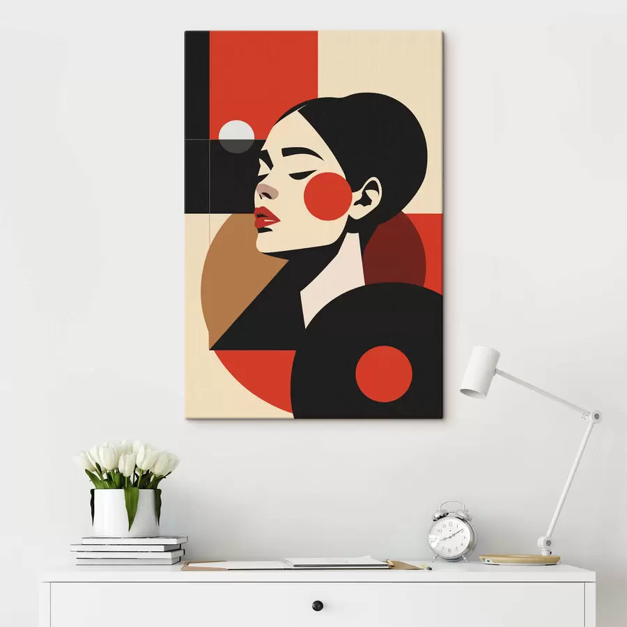  Schilderijen Abstract portret van een vrouw in Bauhaus-stijl s45165