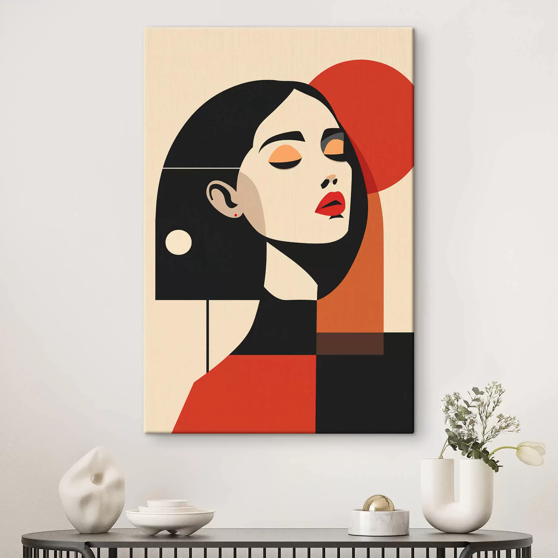  Schilderijen Abstract portret van een vrouw in Bauhaus-stijl s45166