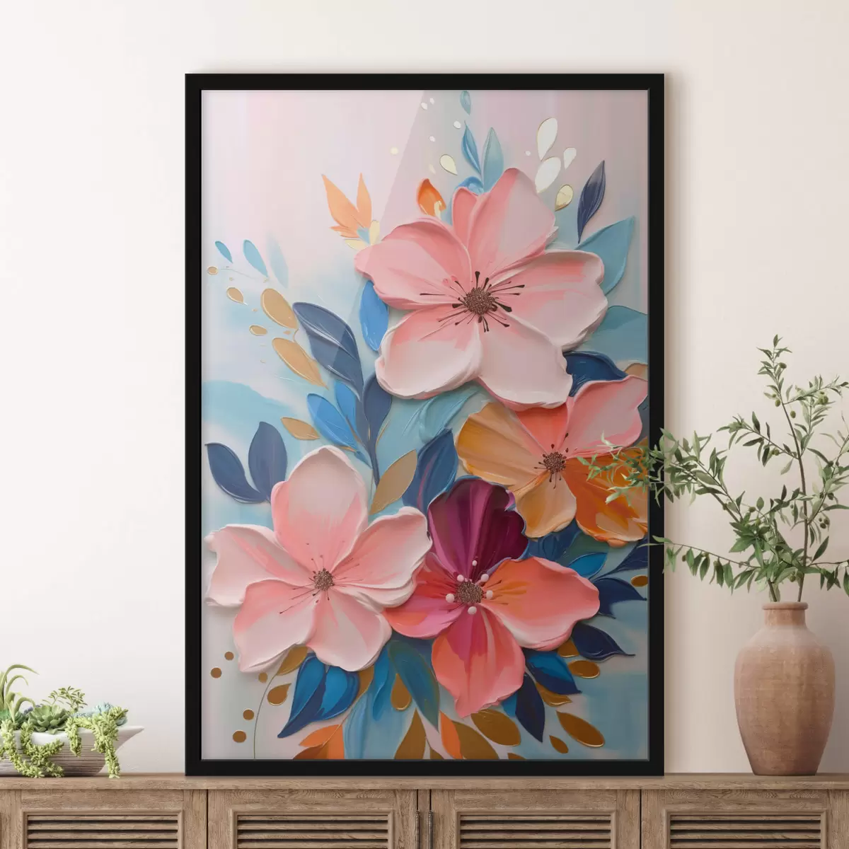 Poster Abstracte kleurrijke bloemen f45064