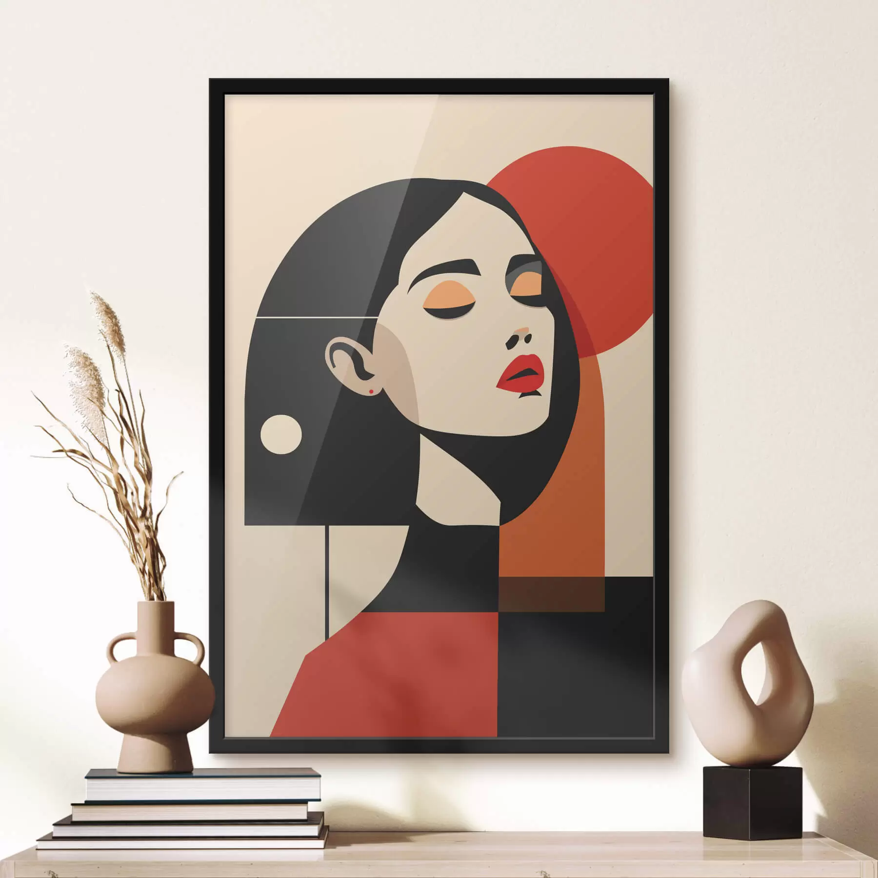Fotobehang Abstract portret van een vrouw in Bauhaus-stijl f45166