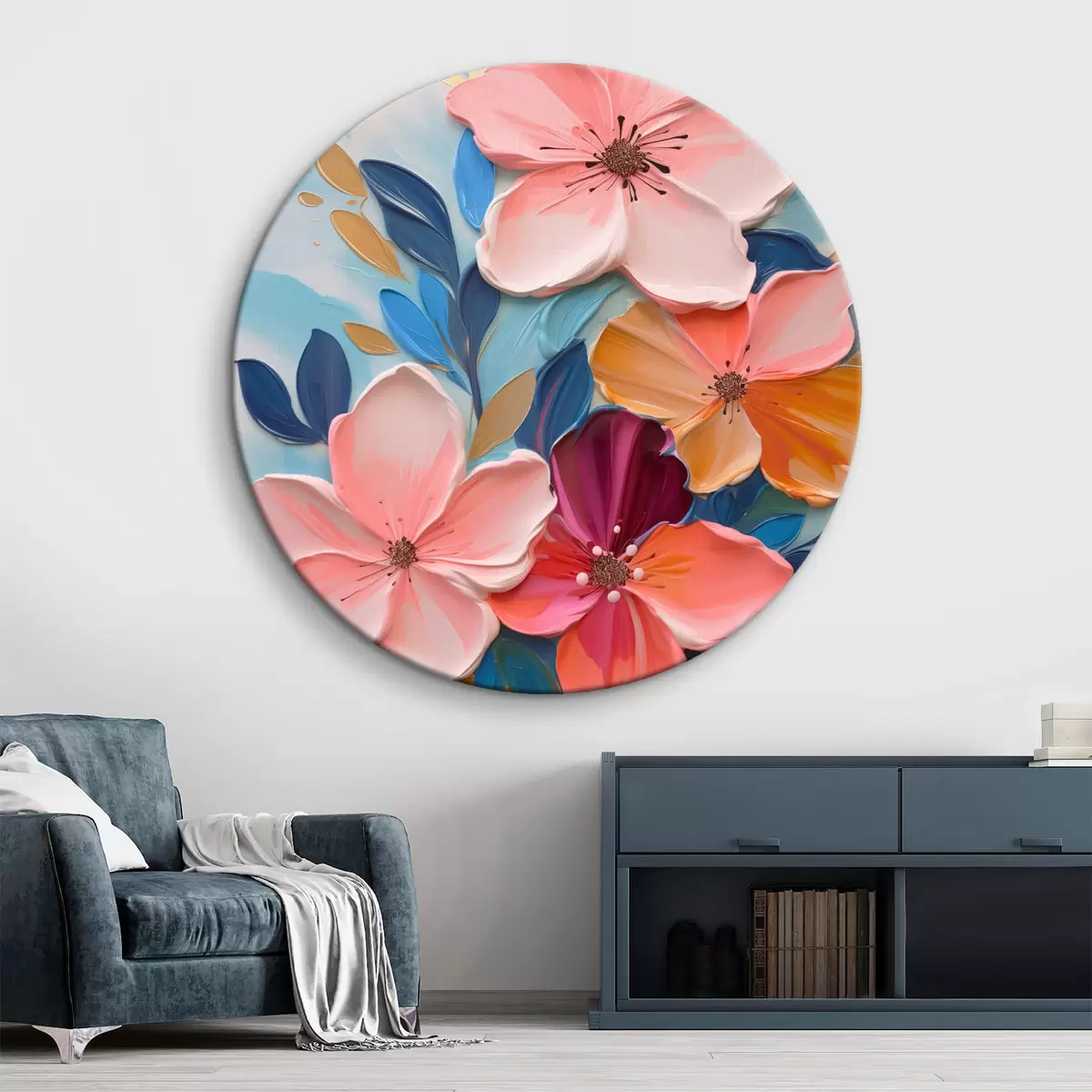 Ronde schilderijen Abstracte kleurrijke bloemen r45064