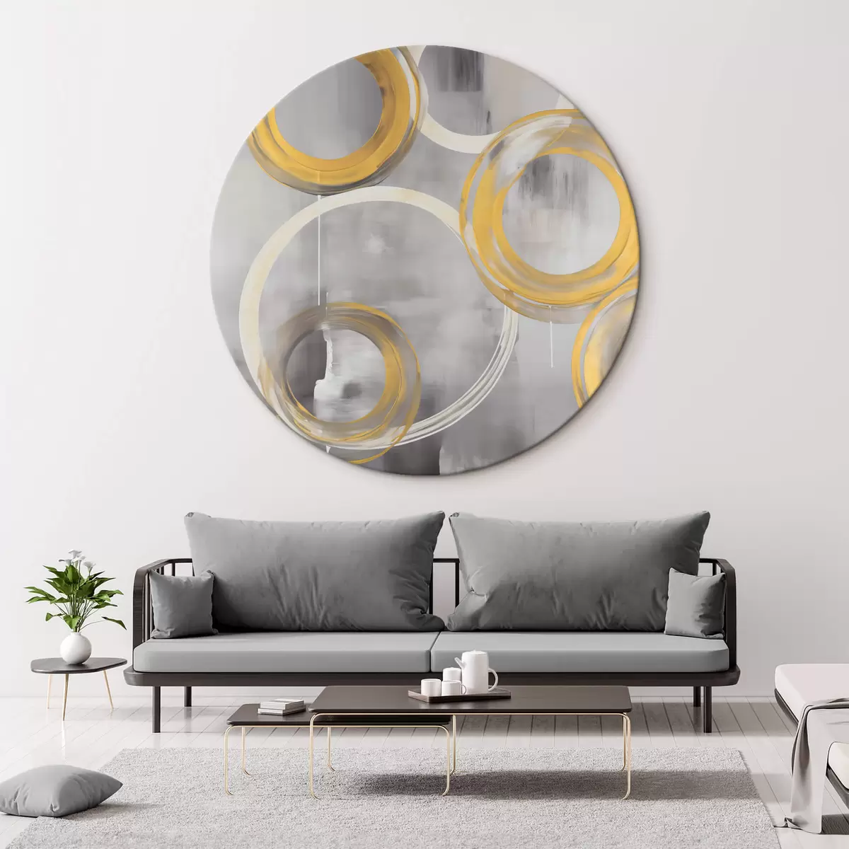 Ronde schilderijen Abstractie met cirkels r45132