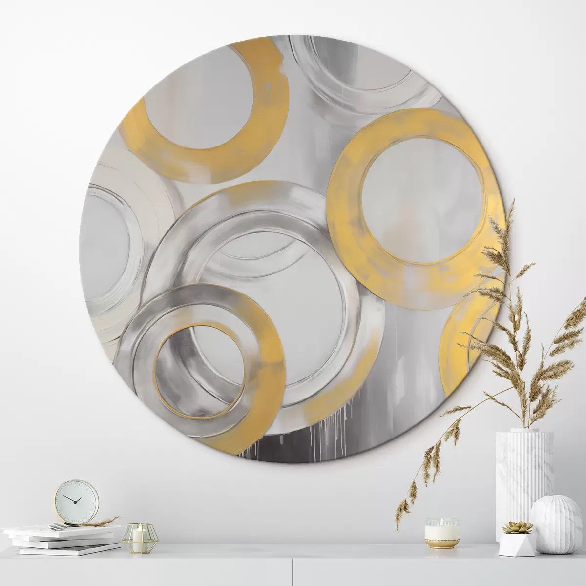 Ronde schilderijen Abstractie met cirkels r45133