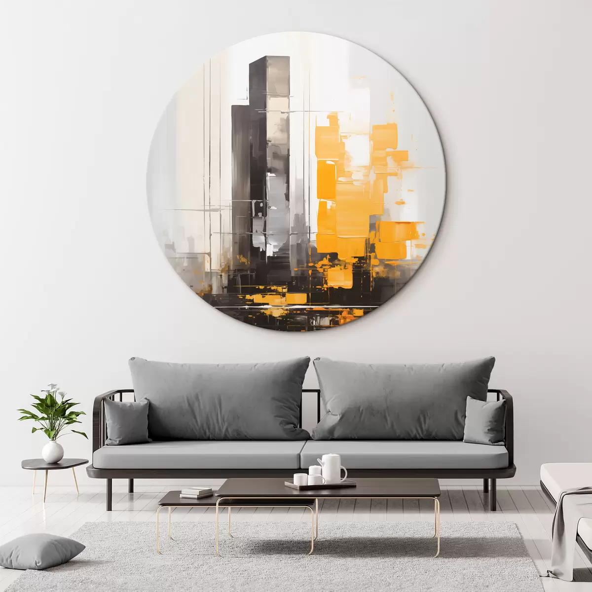 Ronde schilderijen Abstractie met wolkenkrabbers r45162