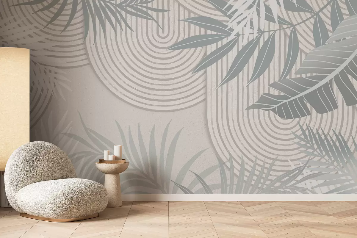 Fotobehang Abstractie met plantentakken w04295