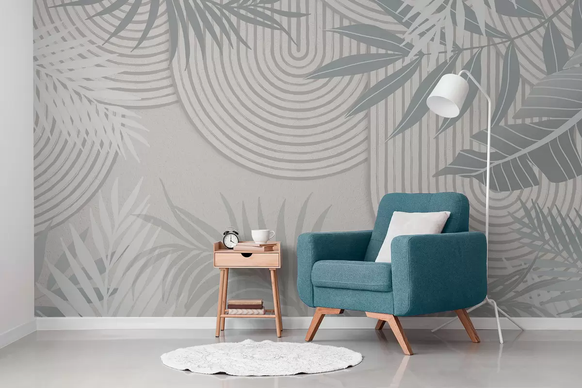 Fotobehang Abstractie met plantentakken w04295