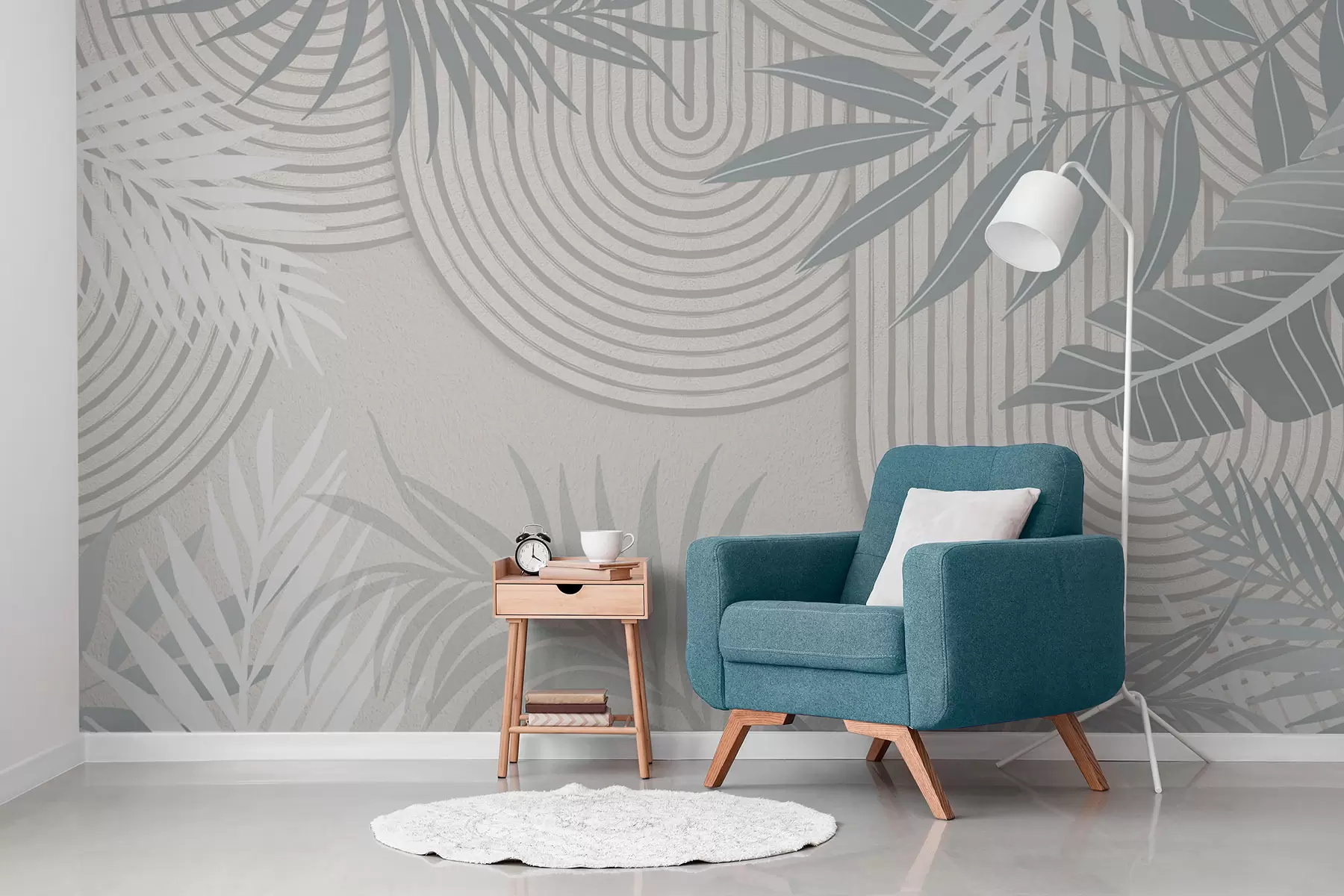 Fotobehang Abstractie met plantentakken w04295