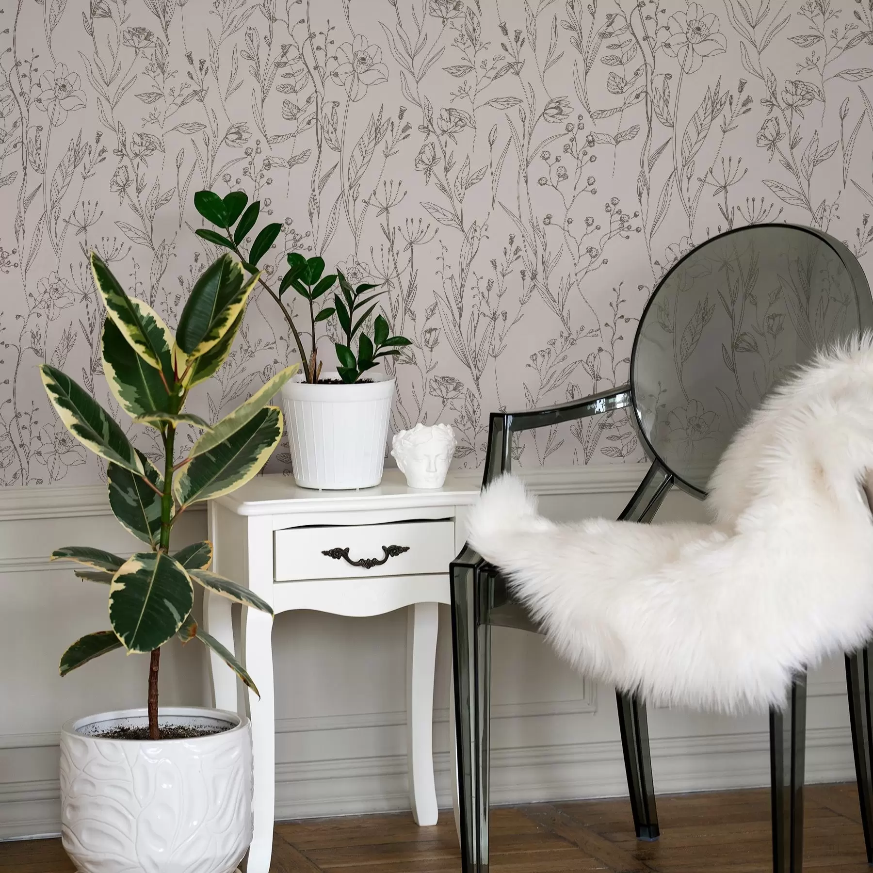 Fotobehang Minimalistische wilde bloemen