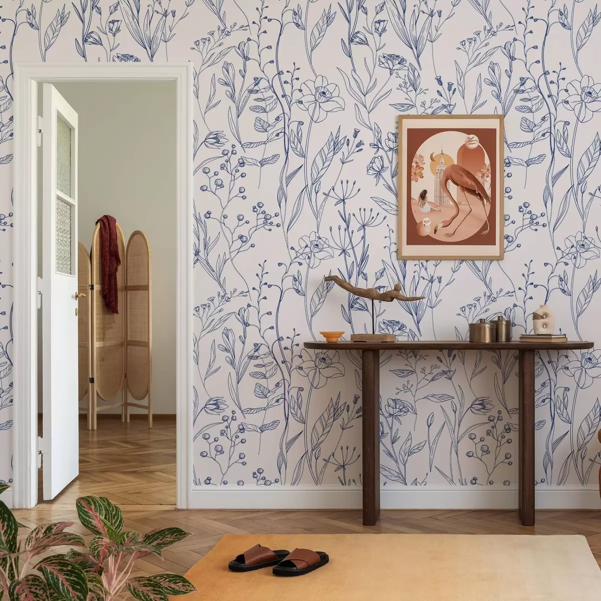 Behang Minimalistische wilde bloemen