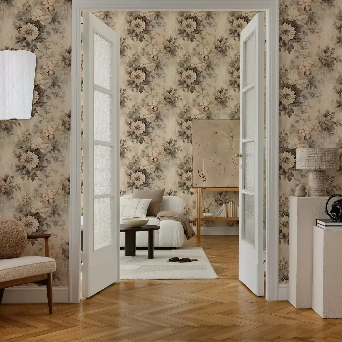 Behang Vintage aquarelbloemen