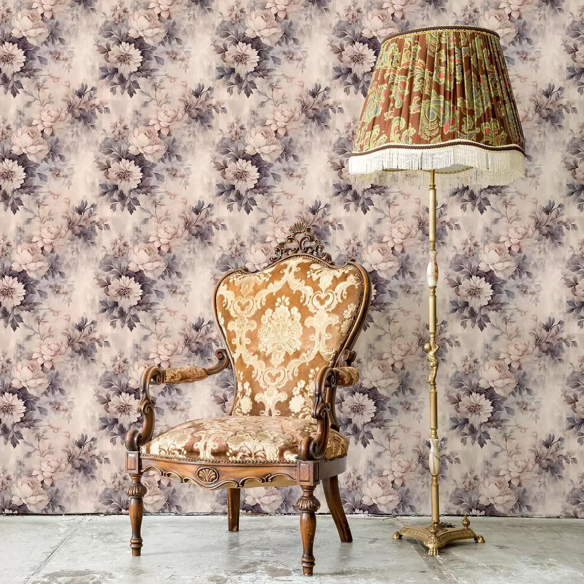Behang Vintage aquarelbloemen Behang Vintage aquarelbloemen