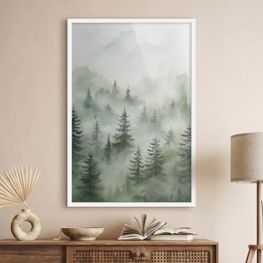 Fotobehang Bos in de mist f45207