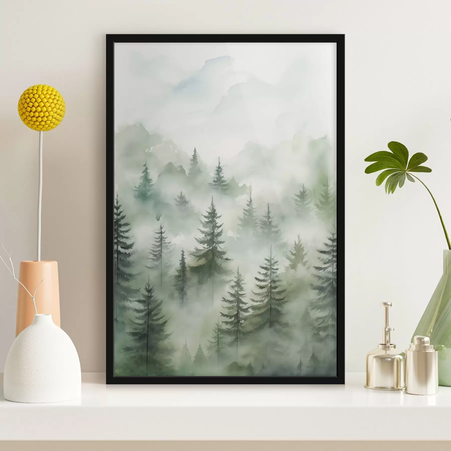 Fotobehang Bos in de mist f45207