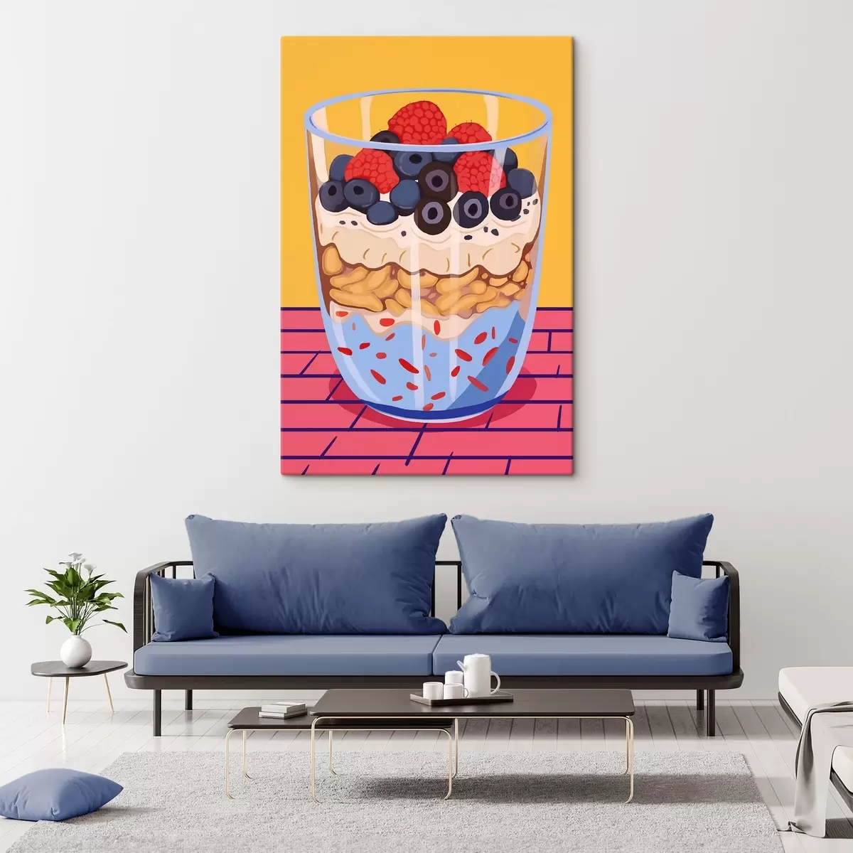  Schilderijen Glas met yoghurt, bessen en ontbijtgranen s45216