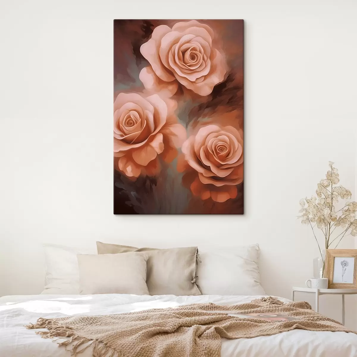  Schilderijen Drie roze rozen op wazige achtergrond s45222