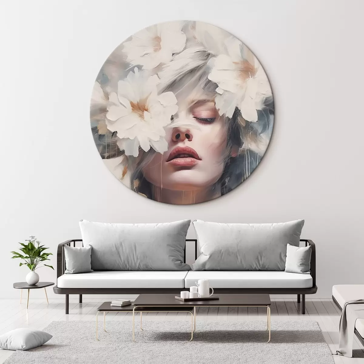 Ronde schilderijen Abstract portret r45219