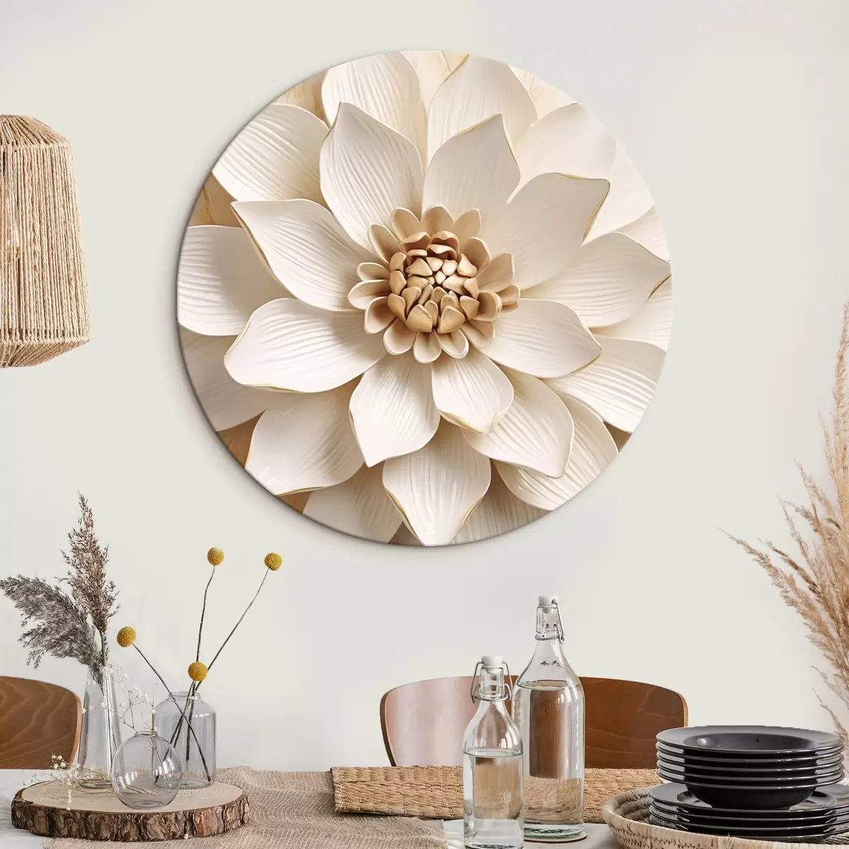 Ronde schilderijen Volumetrische bloem r45224