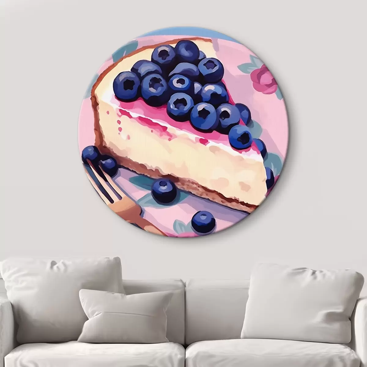 Ronde schilderijen Cheesecake met bosbessen r45228