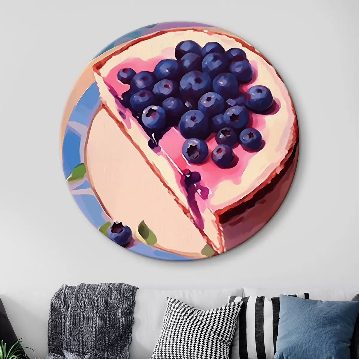 Ronde schilderijen Cheesecake met bosbessen r45229