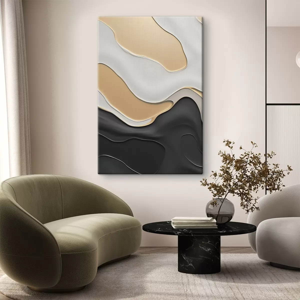  Schilderijen Abstracte elegante rondingen s45203