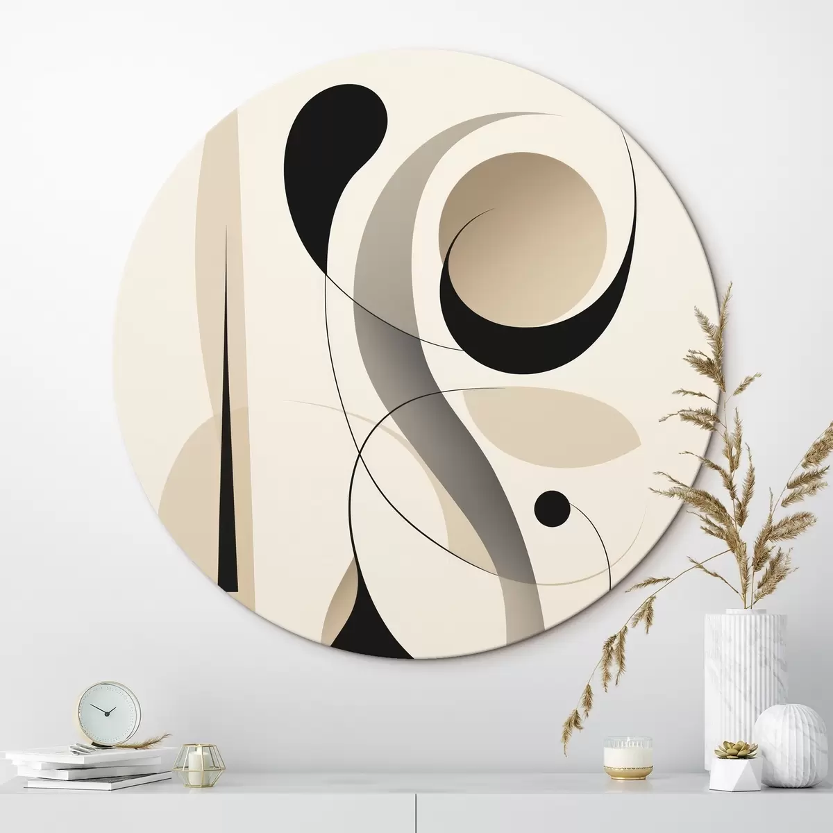 Ronde schilderijen Minimalistische geometrische compositie r45198