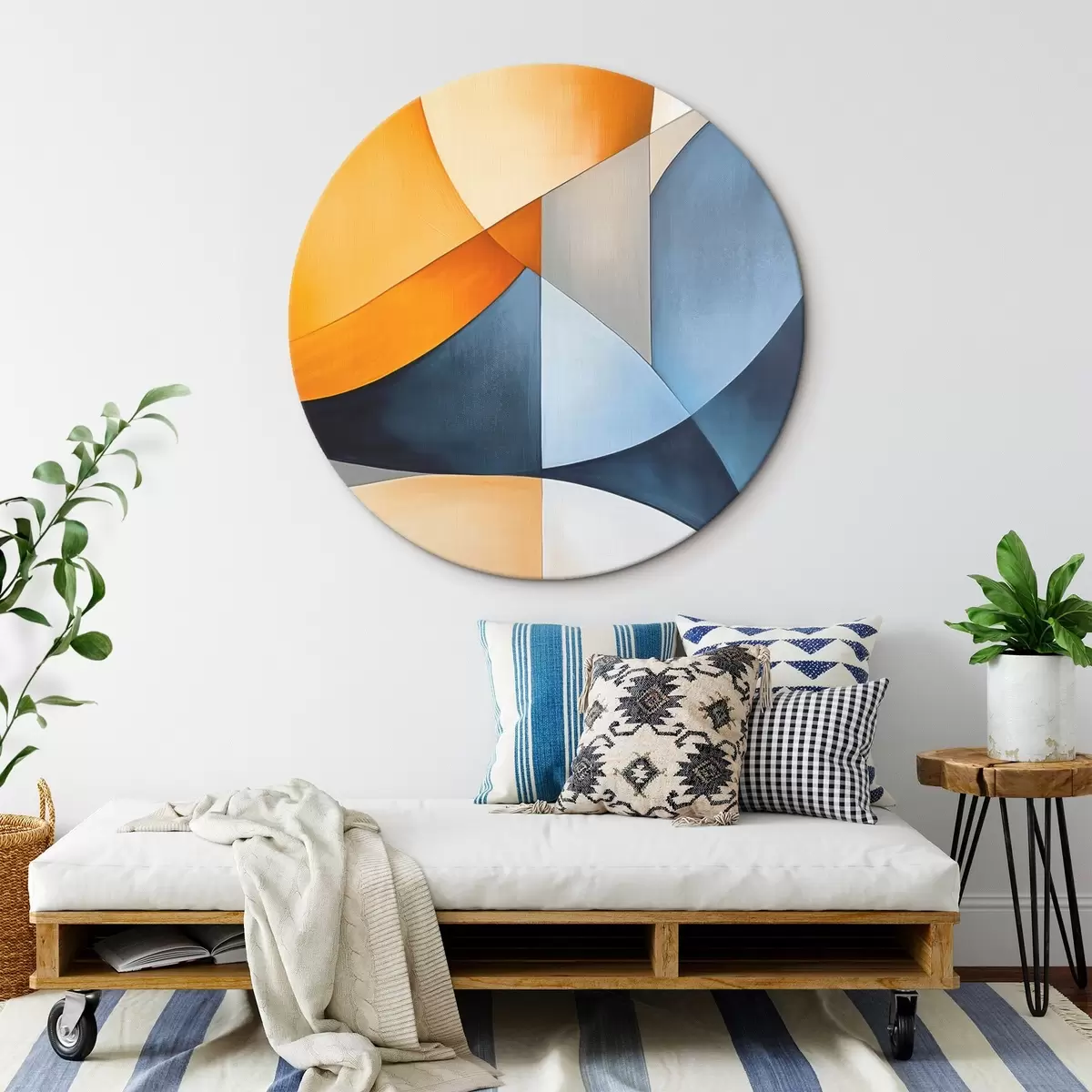 Ronde schilderijen Abstractie met geometrische vormen r45202