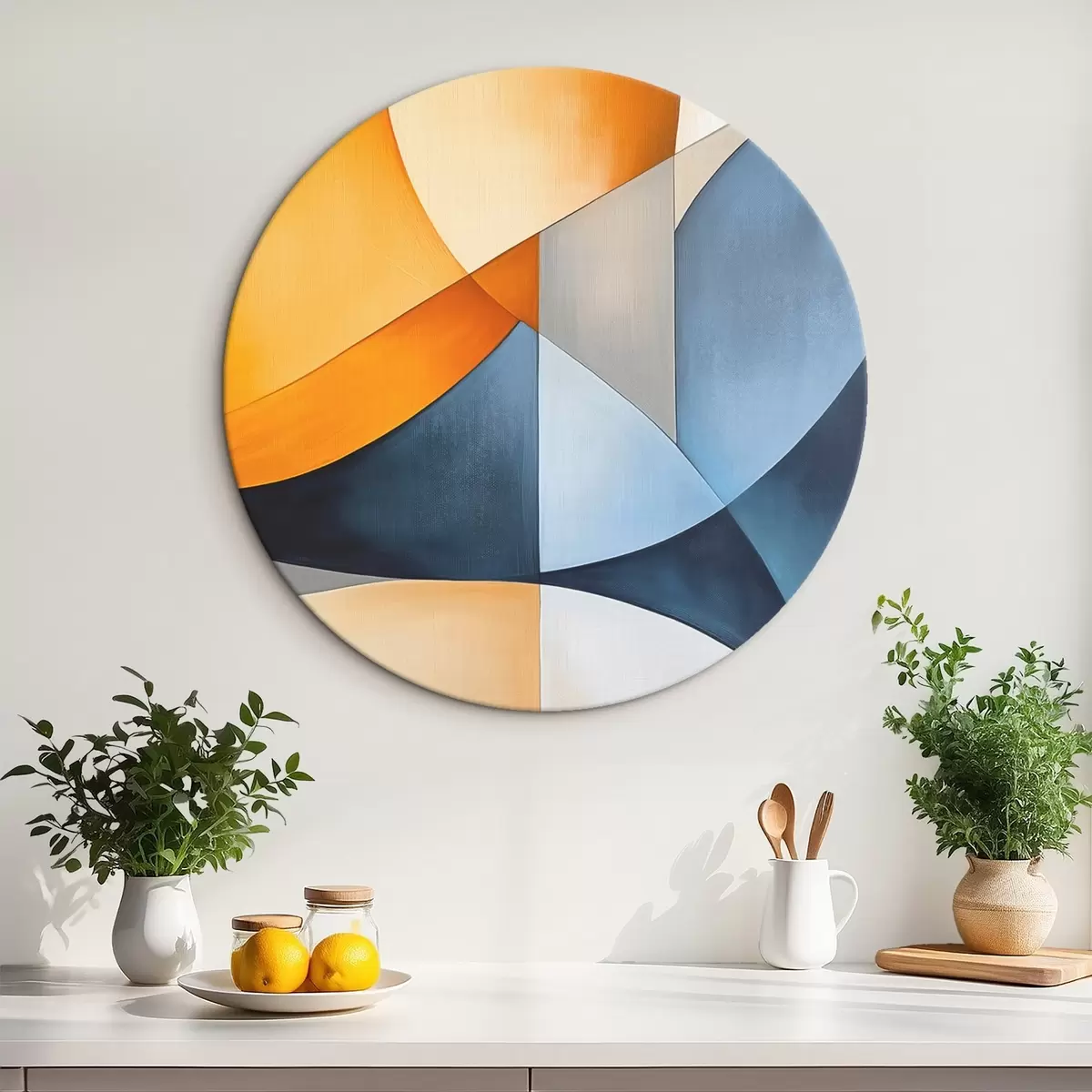 Ronde schilderijen Abstractie met geometrische vormen r45202