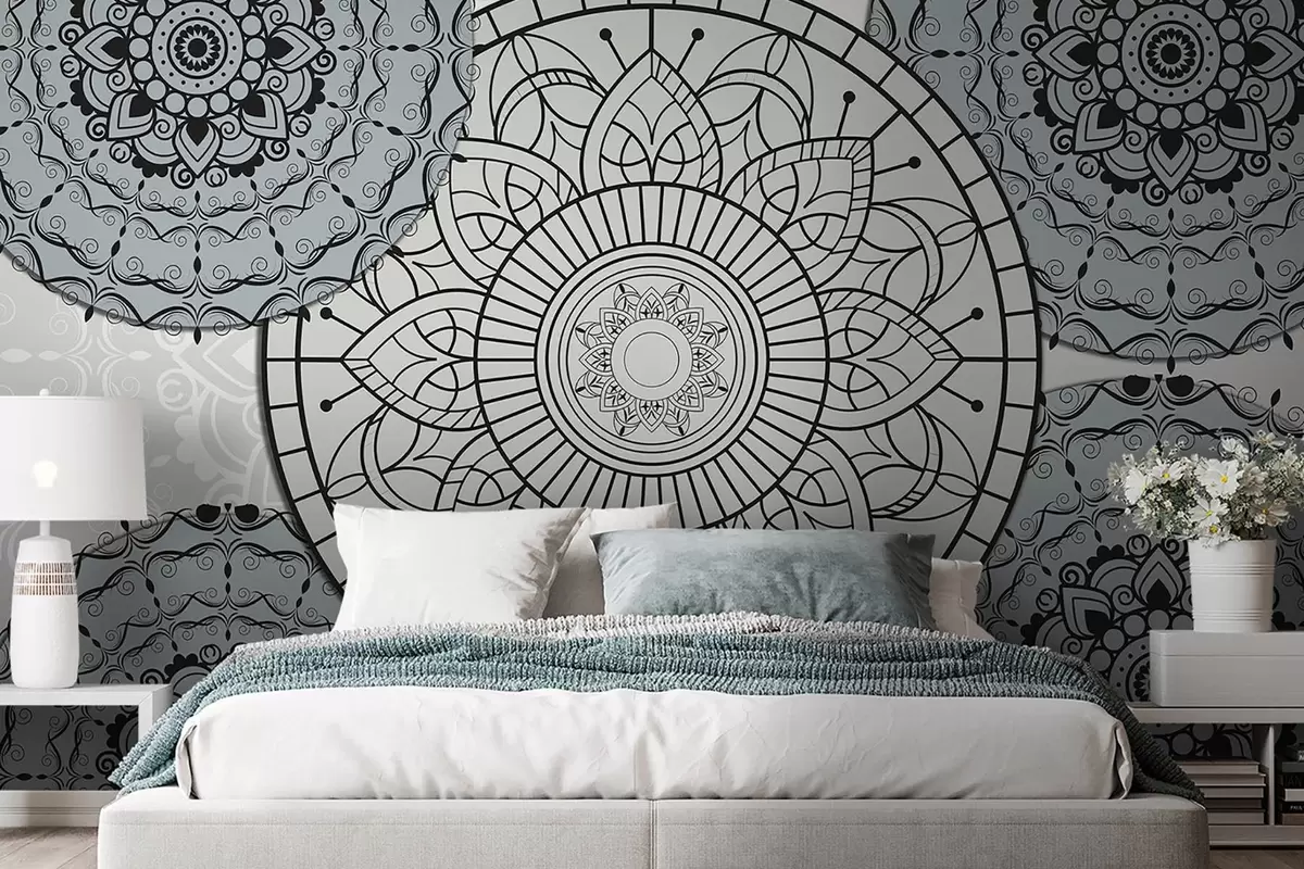 Fotobehang Mandala in lichte tinten w09182