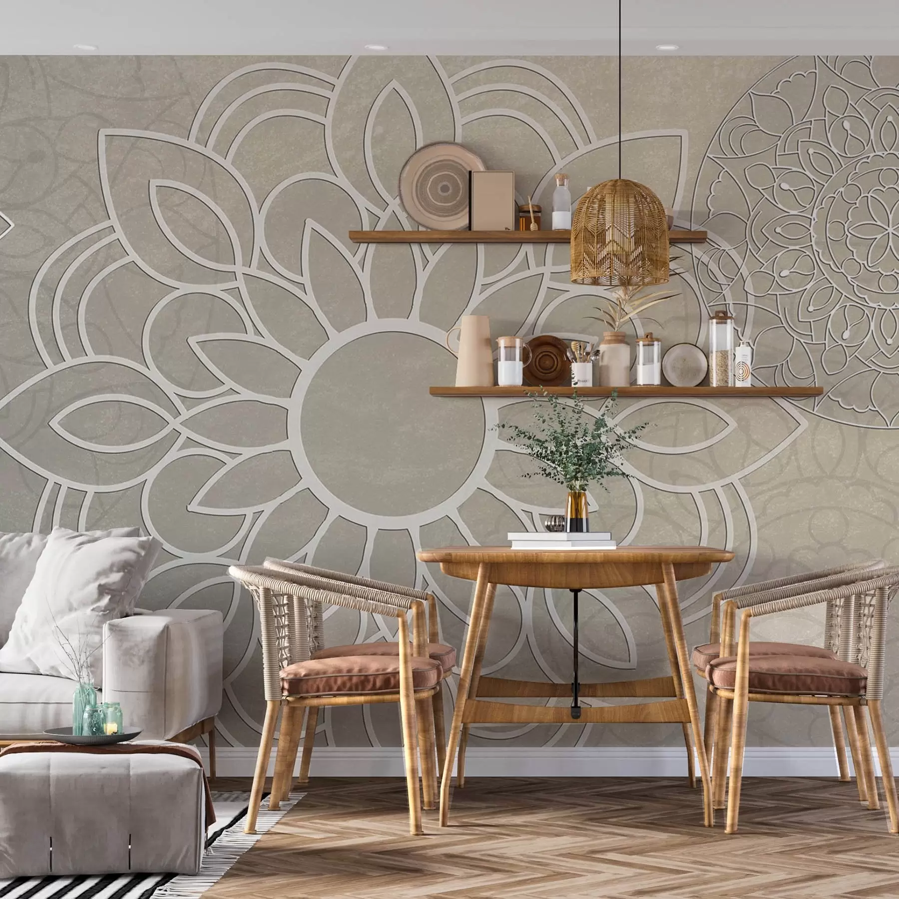 Fotobehang Prachtige patronen in licht beige w09183